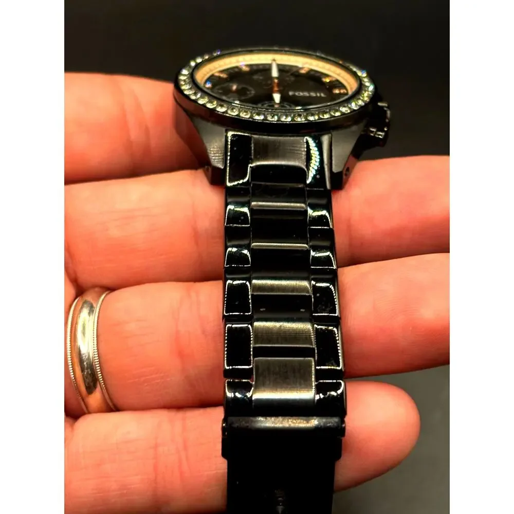 Fossil Decker ES3596 Women’s Black Crystal Chronograph Watch 37mm